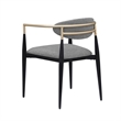 Pemberly Row Dining Armchair Set of 2 Modern Gray Fabric Sleek Black Metal