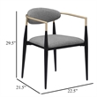 Pemberly Row Dining Armchair Set of 2 Modern Gray Fabric Sleek Black Metal