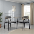 Pemberly Row Dining Armchair Set of 2 Modern Gray Fabric Sleek Black Metal