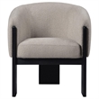 Pemberly Row Accent Chair Modern Plush Beige Boucle Barrel Back Black Wood