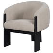 Pemberly Row Accent Chair Modern Plush Beige Boucle Barrel Back Black Wood