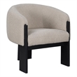 Pemberly Row Accent Chair Modern Plush Beige Boucle Barrel Back Black Wood