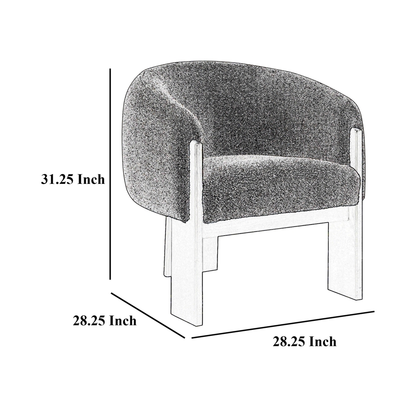 Pemberly Row Accent Chair Modern Plush Gray Boucle Barrel Back Black Wood