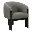 Pemberly Row Accent Chair Modern Plush Gray Boucle Barrel Back Black Wood