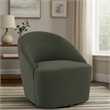 Pemberly Row Barrel Accent Swivel Chair Modern Minimal Shape in Dark Green