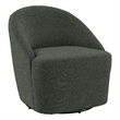 Pemberly Row Barrel Accent Swivel Chair Modern Minimal Shape in Dark Green