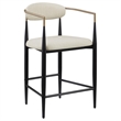 Pemberly Row 25 Inch Counter Height Chair Set of 2 in Beige Fabric Black Metal