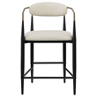 Pemberly Row 25 Inch Counter Height Chair Set of 2 in Beige Fabric Black Metal