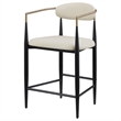 Pemberly Row 25 Inch Counter Height Chair Set of 2 in Beige Fabric Black Metal