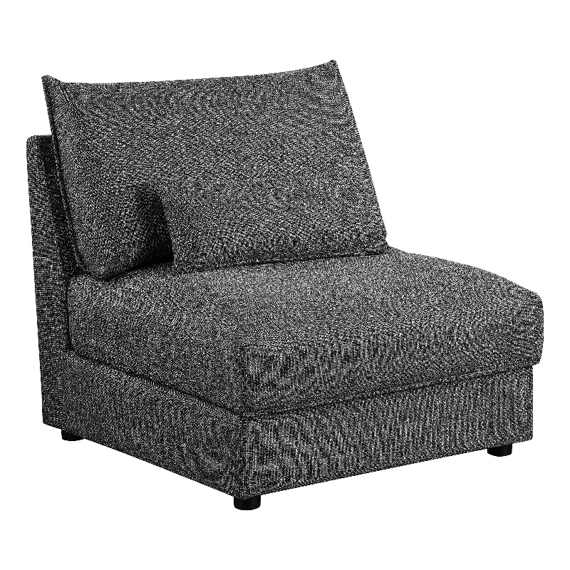 Pemberly Row 35 Inch Armless Accent Sofa Chair with Cushions Modular Gray Black