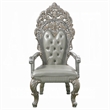 Pemberly Row Dining Armchair Set of 2 in Beige Faux Leather Champagne Finish