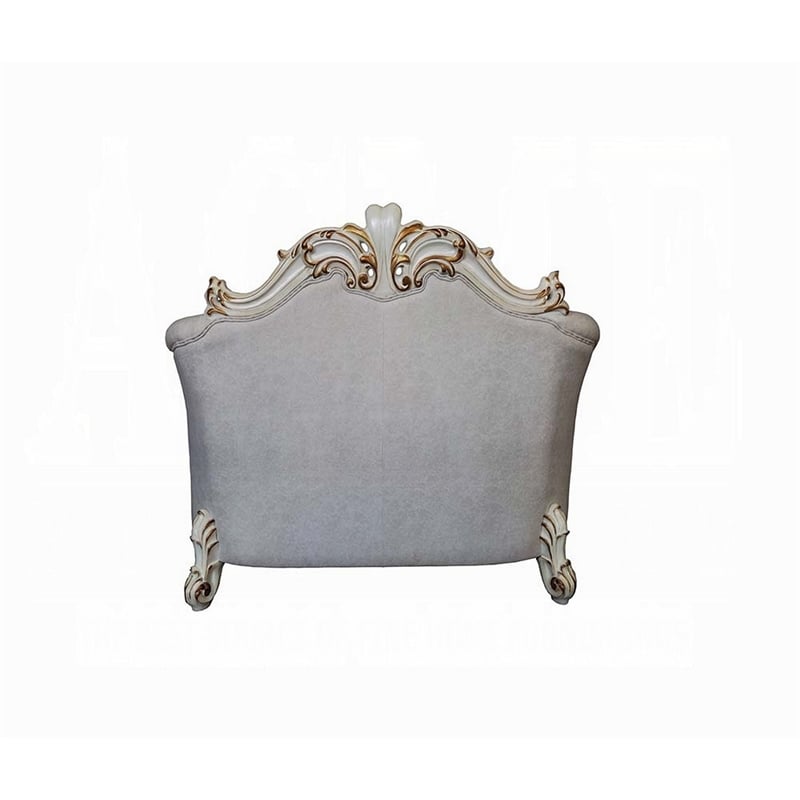 Pemberly Row Accent Chair 2 Pillows Tufted Ivory Antique Pearl White