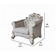 Pemberly Row Accent Chair 2 Pillows Tufted Ivory Antique Pearl White