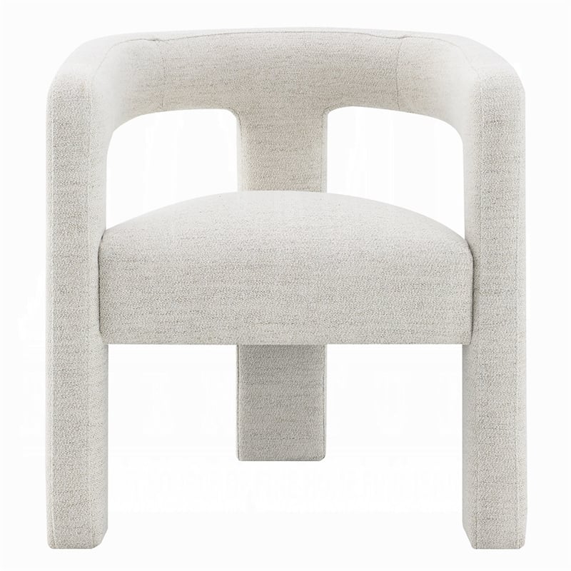 Pemberly Row Side Dining Chair Set of 2 Textured Off White Boucle Curved Back