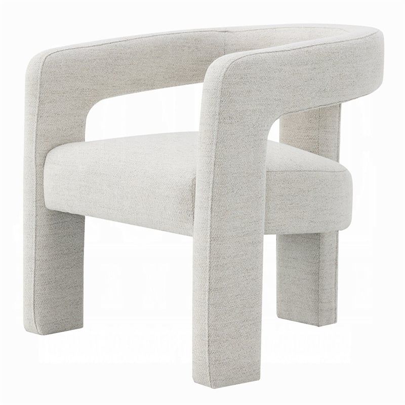 Pemberly Row Side Dining Chair Set of 2 Textured Off White Boucle Curved Back