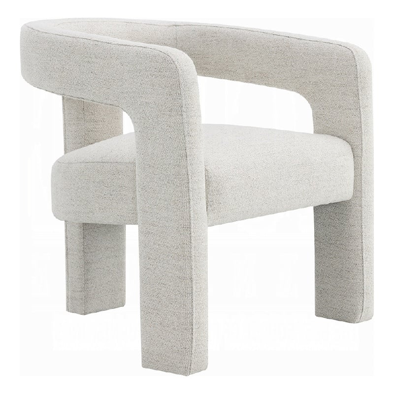 Pemberly Row Side Dining Chair Set of 2 Textured Off White Boucle Curved Back