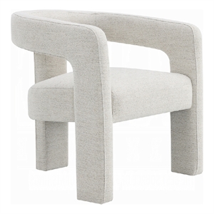 Pemberly Row Side Dining Chair Set of 2 Textured Off White Boucle Curved Back