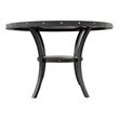 Pemberly Row 48 Inch Dining Table Round Nailhead Trim Top with Shelf Black Wood