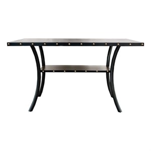 Pemberly Row 38 Inch Counter Height Table Rectangular Nailhead Trim Black Wood