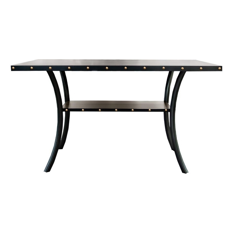 Pemberly Row 38 Inch Counter Height Table Rectangular Nailhead Trim Black Wood