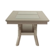 Pemberly Row 66 Inch Dining Table Glass Top Lower Shelf in Beige Rubberwood
