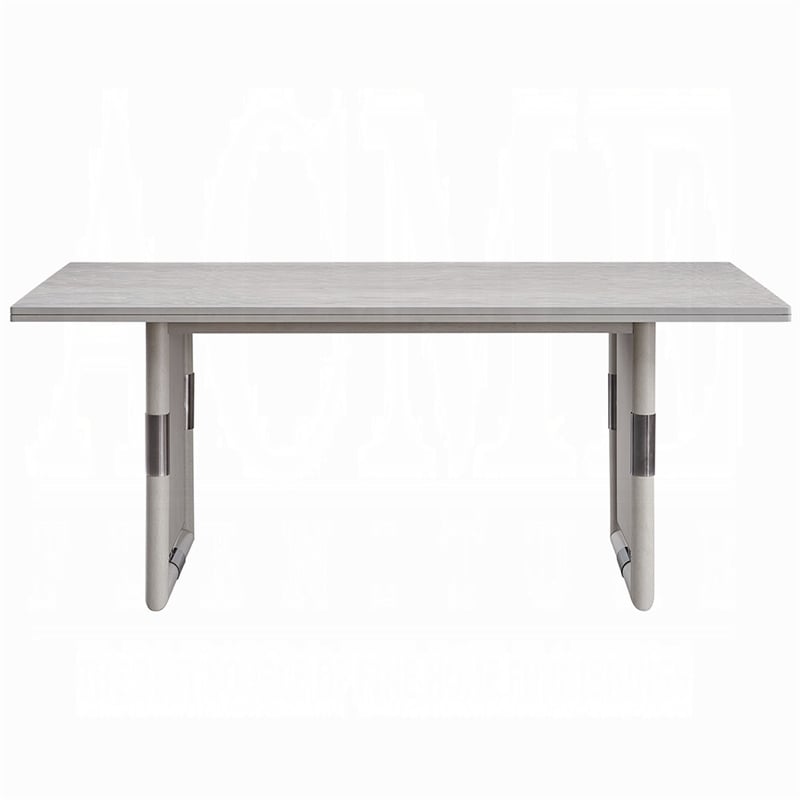 Pemberly Row 72 Inch Dining Table Rectangular Top with Panel Legs Natural Gray