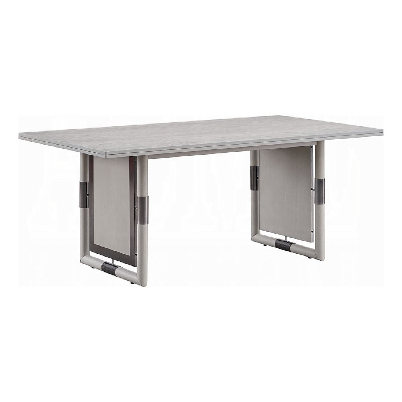 Pemberly Row 72 Inch Dining Table Rectangular Top with Panel Legs Natural Gray