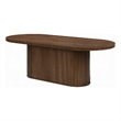 Pemberly Row 87 Inch Oval Dining Table Vertical Reeded Details in Oak Brown