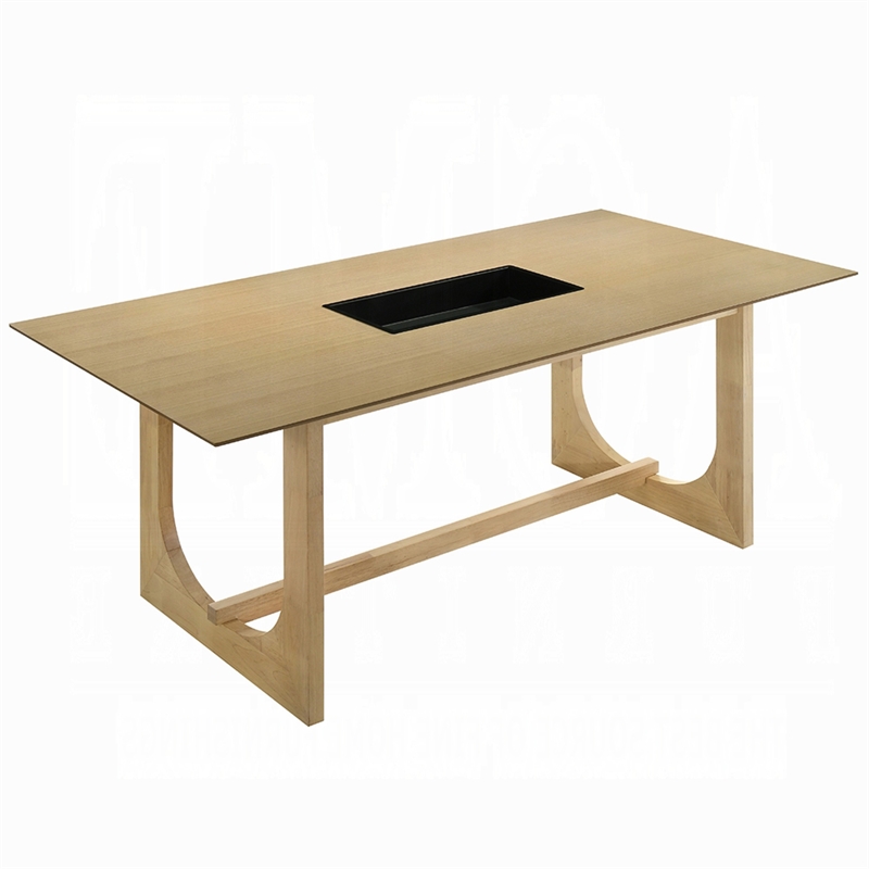 Pemberly Row 71 Inch Rectangular Dining Table U Sled Base in Natural Brown Wood