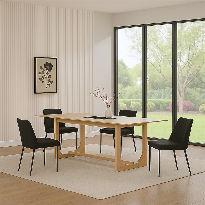 Pemberly Row 71 Inch Rectangular Dining Table U Sled Base in Natural Brown Wood