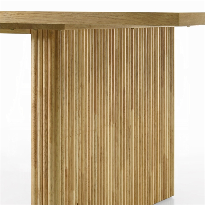 Pemberly Row 94 Inch Rectangle Dining Table Dual Pedestal Base Natural Brown