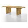 Pemberly Row 94 Inch Rectangle Dining Table Dual Pedestal Base Natural Brown