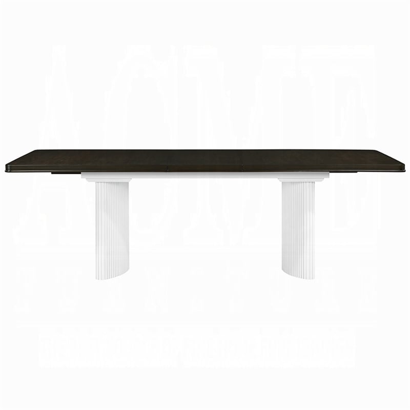 Pemberly Row 78 to 96 Inch Extendable Dining Table Double Pedestal Brown White