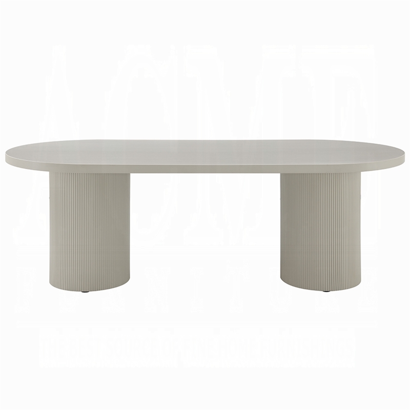 Pemberly Row 87 Inch Oval Dining Table Double Pedestal Base in Bone White