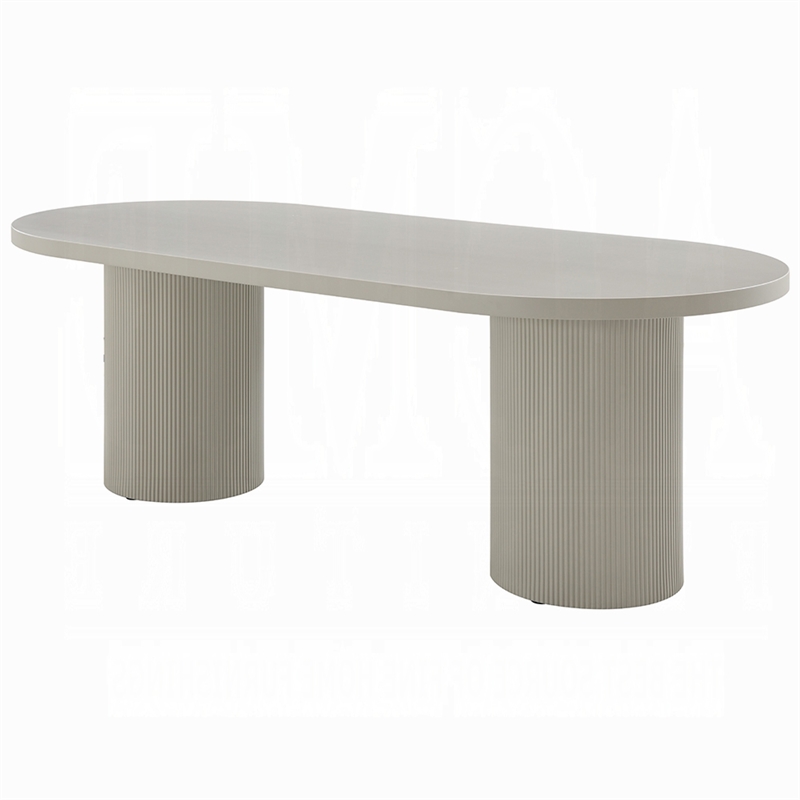 Pemberly Row 87 Inch Oval Dining Table Double Pedestal Base in Bone White