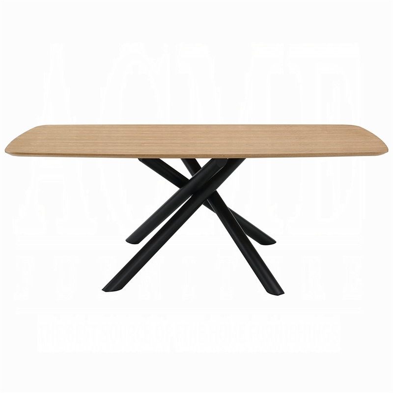 Pemberly Row 79 Inch Dining Table Rectangular Natural Brown Top Black Metal