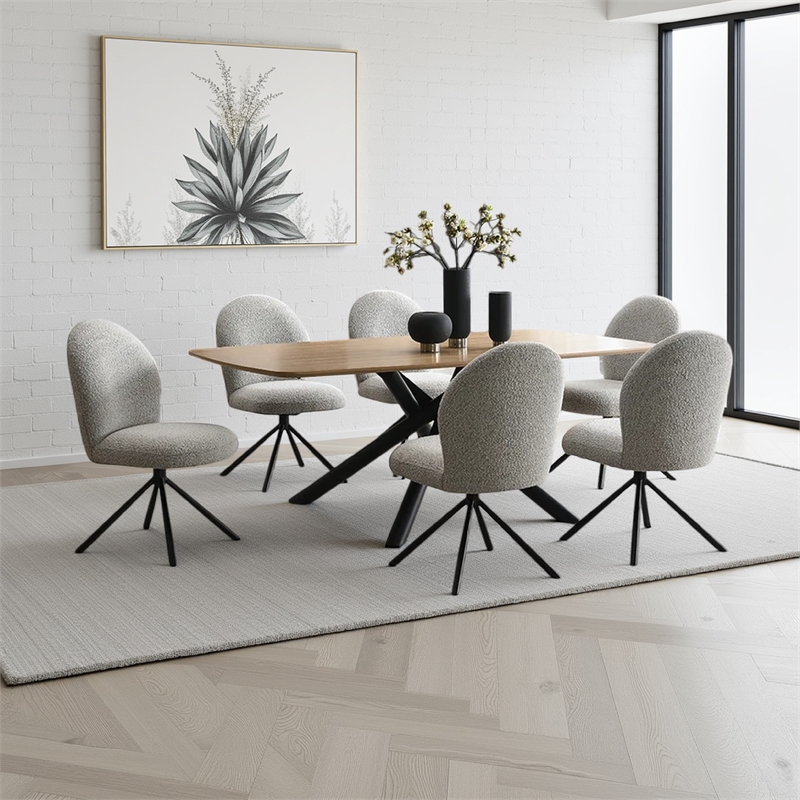 Pemberly Row 79 Inch Dining Table Rectangular Natural Brown Top Black Metal