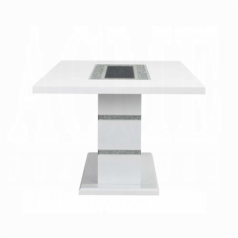 Pemberly Row 79 Inch Dining Table Rectangular Top White Gray Pedestal Base