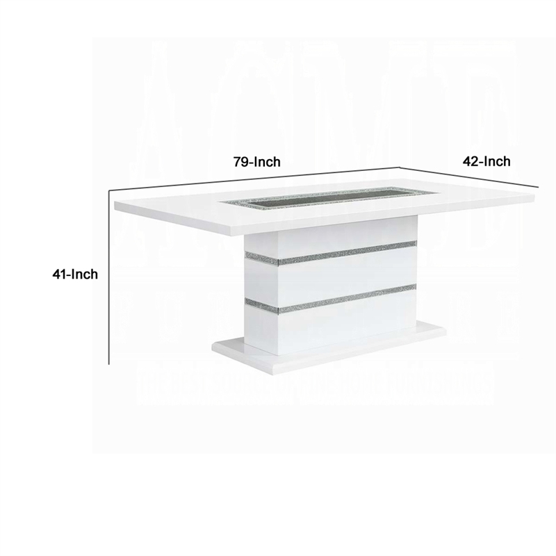 Pemberly Row 79 Inch Dining Table Rectangular Top White Gray Pedestal Base