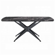 Pemberly Row 71 Inch Dining Table Crystal Glass Top Black Geometric Base