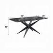 Pemberly Row 71 Inch Dining Table Crystal Glass Top Black Geometric Base