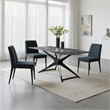 Pemberly Row 71 Inch Dining Table Crystal Glass Top Black Geometric Base