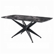 Pemberly Row 71 Inch Dining Table Crystal Glass Top Black Geometric Base