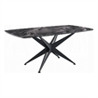 Pemberly Row 71 Inch Dining Table Crystal Glass Top Black Geometric Base