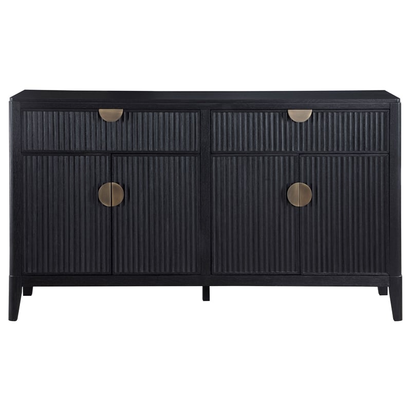 Pemberly Row 64 Inch Sideboard Buffet Console 2 Drawers 2 Cabinets Black