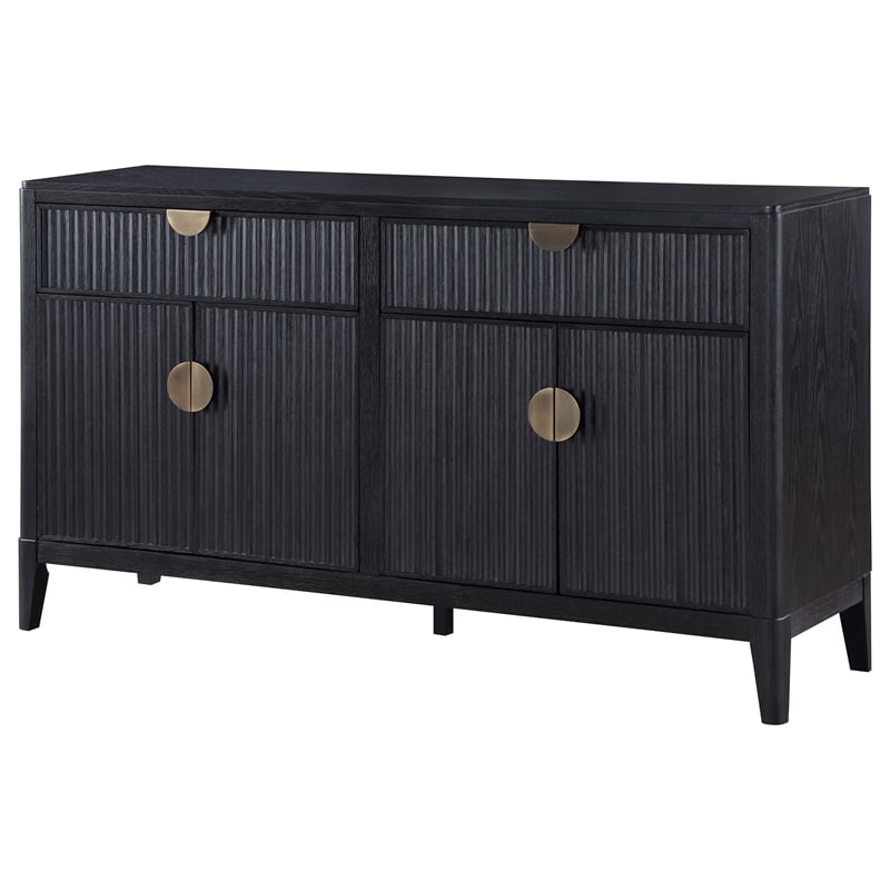 Pemberly Row 64 Inch Sideboard Buffet Console 2 Drawers 2 Cabinets Black