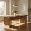 Pemberly Row 84 Inch Dining Table Rectangular Top V Shape Pedestal Base Brown