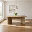 Pemberly Row 84 Inch Dining Table Rectangular Top V Shape Pedestal Base Brown