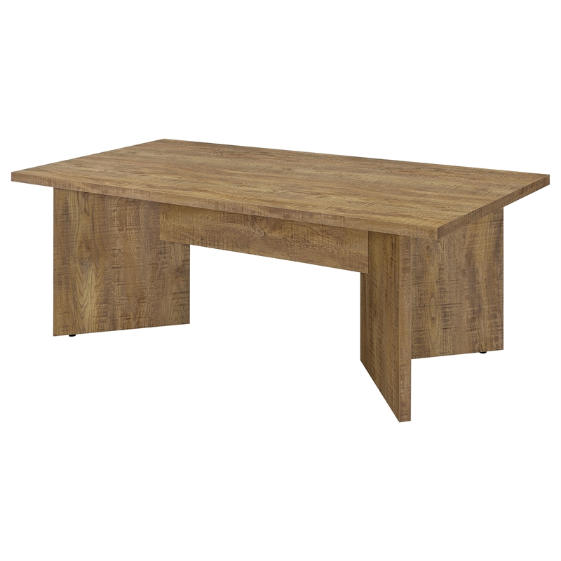 Pemberly Row 84 Inch Dining Table Rectangular Top V Shape Pedestal Base Brown
