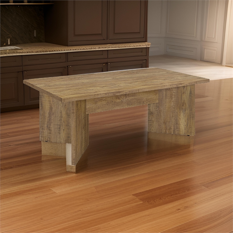 Pemberly Row 84 Inch Dining Table Rectangular Top V Shape Pedestal Base Brown